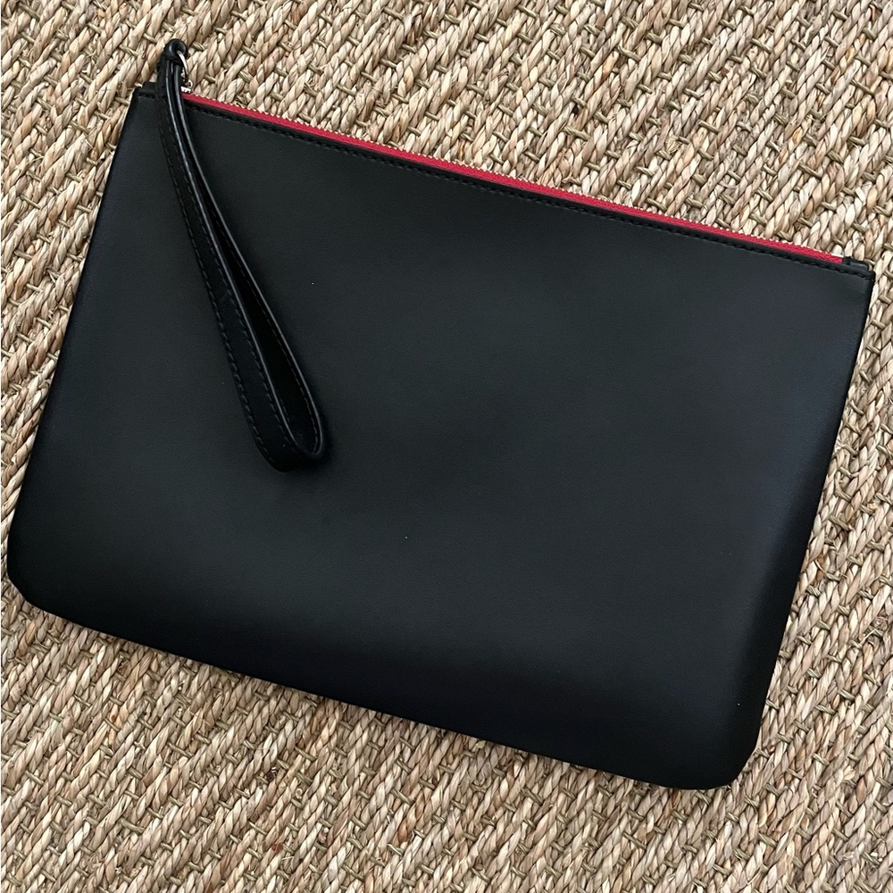 Black Leather Clutch Wristlet Purse Banana Republic